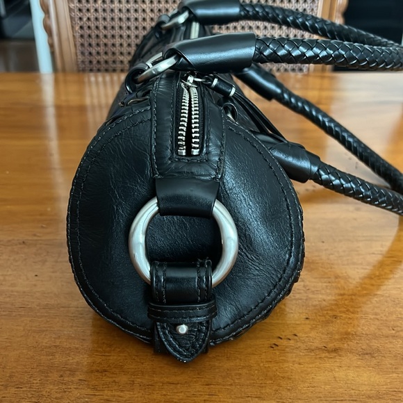 *HP* COLE HAAN Genevieve Black Leather Woven Barrel Bag - Picture 4 of 4